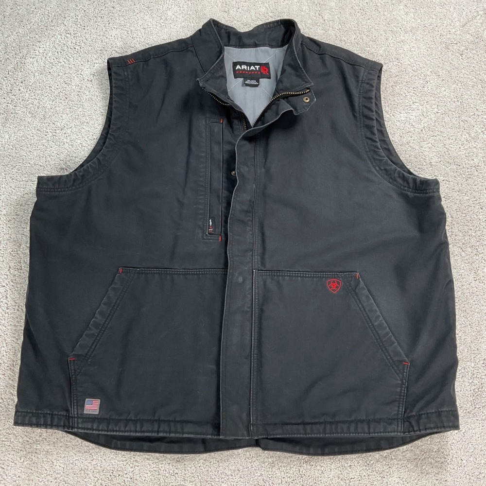 Ariat FR Mens Black Cotton Duck Canvas Work Vest CAT 4‎ NFPA 2112 3XL